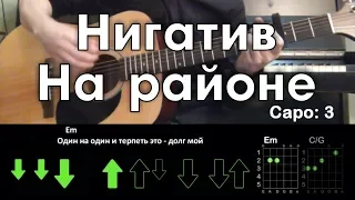 Нигатив - На районе  Разбор песни на гитаре  Аккорды и бой