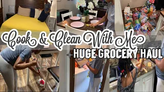 Clean with me// HUGGEEEE grocery haul/2 quick and easy recipes😋/GETTING IT ALL DONE ✅