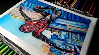 Drawing Spiderman Miles Morales | Spiderman Drawing ( Time-lapse) | Sandeep maji art