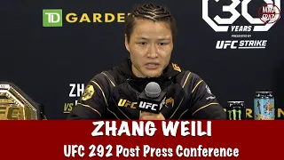 Zhang Weili reacts to dominant Amanda Lemos win, future move to flyweight & Tatiana Suarez next