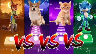 FOX VS DOG VS CAT VS SONIC | Tiles Hop Music