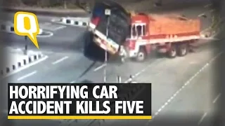 The Quint: Caught On Camera: Car Crushed Between Two Trucks, 5 dead