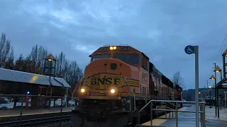 BNSF powermove with graffiti, H1 SD60M and H2 SD60M leading in Sumner WA