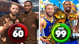 STEPH CURRY and KEVIN DURANT BUILD 60 OVR to 99 OVR in 1 VIDEO (No Money Spent + No MyCareer)