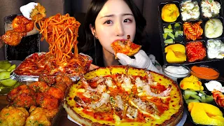 미스터 피자 먹방 ASMR MUKBANG 🍕진심 올해의 인생피자 발견ㅣ양념 치킨 & 오븐 스파게티 & 샐러드ㅣSHRIMP PIZZA PASTA CHICKEN