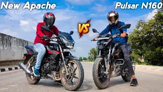 TVS Apache RTR 160 2v 2023 Vs Pulsar N160 Drag Race 🔥