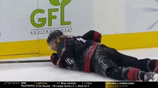 Charlie McAvoy's Hit Sends Jordan Staal To The Locker Room