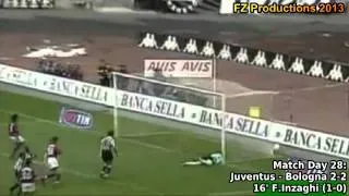 Serie A 1998-1999, day 28 Juventus - Bologna 2-2 (F.Inzaghi goal)