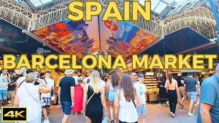 Most Famous Market in Barcelona, Spain | La Boqueria Market | Walking Tour | 4K | 2023