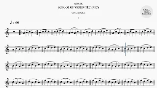 《SEVCIK SCHOOL OF VIOLIN TECHNICS OP. 1 BOOK 1》Exercise 1 - Part 1 (Quarter Note, ♩=60)