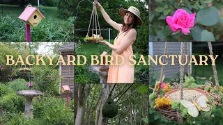 CREATE A BACKYARD BIRD SANCTUARY: DIY bird feeder, colorful cottage garden & creating a bird habitat