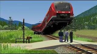 踏切に立ってはいけません【電車】踏み切り ふみきり でんしゃ　アニメ アニメーション train railway crossing