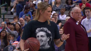 Mavs Fan Sinks Half Court Shot and Wins Grand Prize from Starpower - Crowd (and Dirk) Goes Crazy!