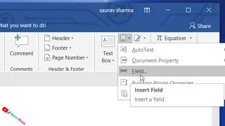 Insert Auto Update Date in Microsoft Word 2016/2019