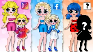 Miraculous Ladybug Elsa and Peach Princess Gets Social NETWORK Dress | 35 Best DIY Arts & Paper Doll