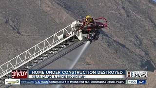 Home under construction catches fire in northwest Vegas valley