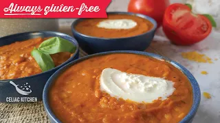 Hearty Roasted Tomato and Garlic Soup with Gluten Free Orzo