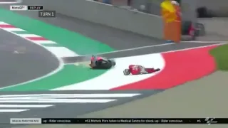 Pirro Crashing at over 300km/h in Italian MotoGP 2018 (English)