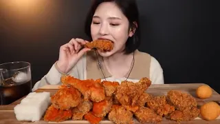 ULTIMATE BEST CRISPY BBQ| HOT GOLDEN OLIVE FRIED & RED CHAK CHAK CHICKEN MUKBANG ASMR|CHEESE BALL