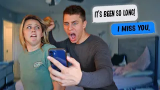 TEXTING MY EX PRANK ON BOYFRIEND!! *CRAZY REACTION*