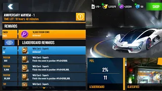 Asphalt 8, Anniversary Mayhem - 1, Top 88 Will Get Free Lamborghini Terzo Millennio