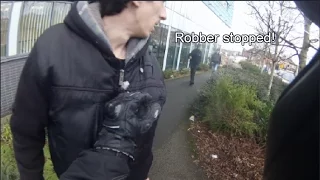 Biker stops robbers from escaping!