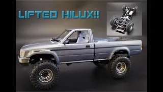 Toyota Hilux Tacoma Pickup Lifted TSL Super Swamper 1/24 Scale Model Kit Build Review Aoshima RN80