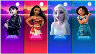 !! Moana Princess 🆚 Wednesday Magen 🆚 Elsa Frozen 🆚 Encanto Mirabel !! Tiles Hop EDM Rush !!