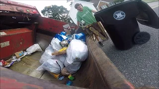 Garbage Man GoPro - Pak Mor Rear Load Trash Truck Hopper Shots