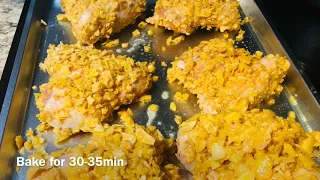 Oven baked fried corn flakes chicken wings || Corn Flakes Fried Chicken