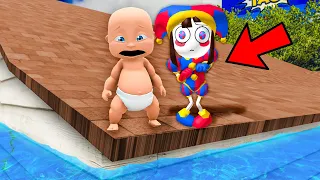 Baby & POMNI Escape Flood on Roof! (The Amazing Digital Circus)