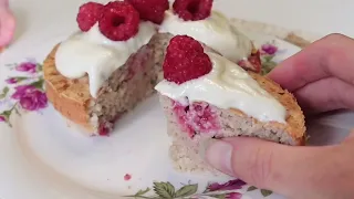 Raspberry Cottage Cheese Cake | Protein Breakfast Cake For One (baked oats)