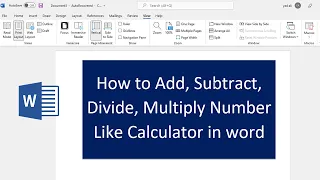 How to Add Subtract Multiply Divide Number like Calculator in ms Word || Arithmetic Function in word