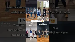 'HYBE FAMILY' doing 'Attention' 'Cookie' and 'HypeBoy' challenge with NEWJEANS🔥#shorts#newjeans#txt