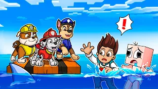 ATRAPADO en UNA BALSA con LOS PAW PATROL 😱🔵🐕 BEBÉ NOOB pero es UNA BALSA en MINECRAFT