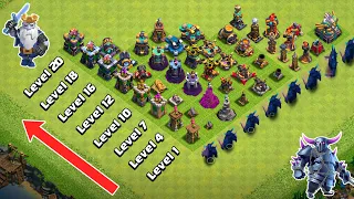 Level 1 to Max Level Defense Formation Vs All Troops | Clash of Clans | Halloween Update 2021