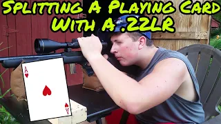 Splitting A Playing Card With A .22LR!