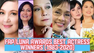 FAP/LUNA AWARDS BEST ACTRESS WINNERS FROM 1983-2020
