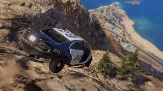 GTA 5 Driving off Mt Chiliad Crashes Compilation #38 (With Roof And Door Deformation)