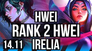 HWEI vs IRELIA (MID) | Rank 2 Hwei, 7/0/7, Rank 5, Godlike | TR Challenger | 14.11