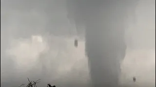 Drone chases MASSIVE TORNADO AND GORILLA HAIL in the Pecos Valley of Texas!