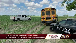 Police chase involving stolen school bus from Cincinnati ends in Indiana