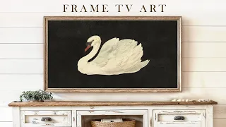 Swan | Vintage Frame TV Art | Black Background | Screensaver For Your TV | 1Hr of 4K HD Paintings