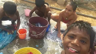 Hostel children washing their clothes