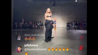 Model TRIPS TWICE during David Koma Spring/Summer 2024 (London Fashion Week)