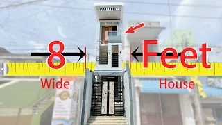 வெறும் 8 அடியில் அழகான வீடு | 8 Feet Wide Pergola Style House with Balcony, Bike Parking | Veedu 244