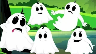 fem stygga spöken | hoppningssånger för barn | plantskolor rimmar på engelska | Five Naughty Ghosts