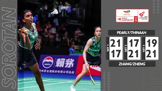 Pearly Tan / M Thinaah 1-2 Zhang Shu Xian / Zheng Yu |  Kejohanan Dunia BWF 2023 | Astro Arena