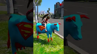 GTA V : SUPER-COW SAVING LION KING FROM HULK 😱| #shorts