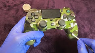ASMR PS4 Controller CLEANING & DETAILING (Camouflage Green)🎮| AIR COMPRESSOR IS BACK!